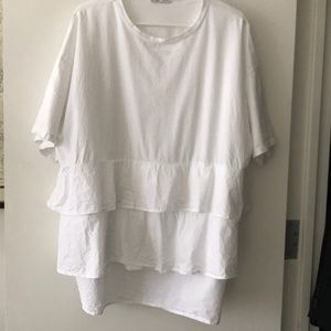 Zara White Cotton Tiered Top